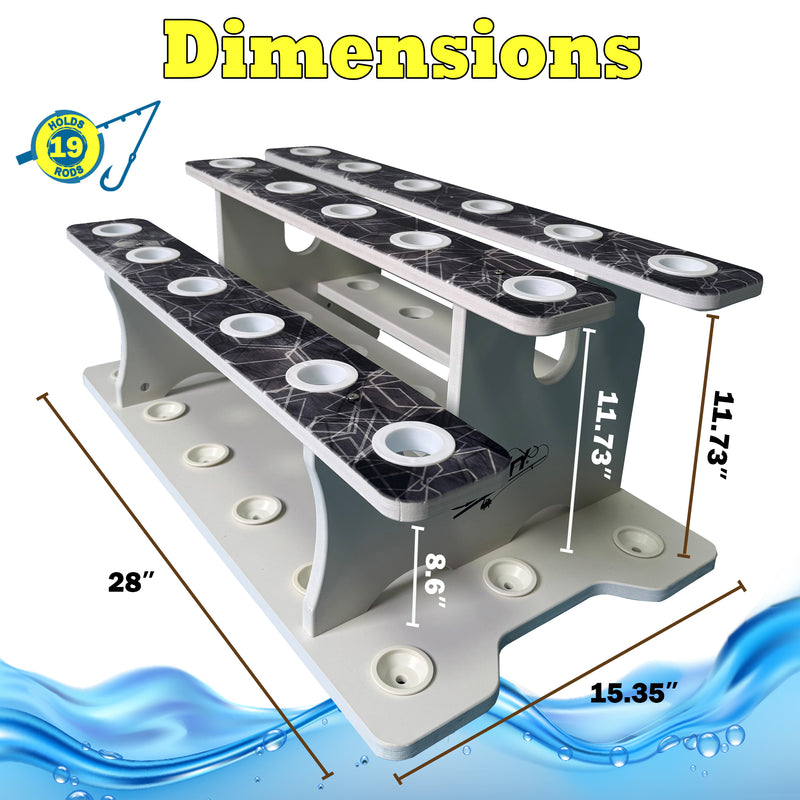 Load image into Gallery viewer, Reel Salty 19-Rod Fishing Rod Rack – Waterproof Saltwater Rod Holder for Garage & Dock Storage