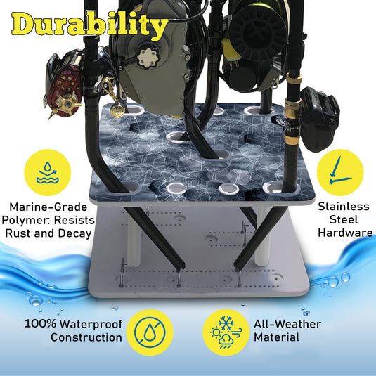 Reel Salty 10-Rod Fishing Rod Holder Rack – Offshore & Inshore Boat Rod Storage Organizer