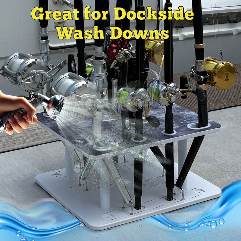 Load image into Gallery viewer, Reel Salty 10-Rod Fishing Rod Holder Rack – Offshore &amp; Inshore Boat Rod Storage Organizer
