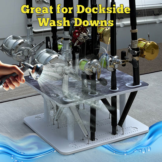 Reel Salty 10-Rod Fishing Rod Holder Rack – Offshore & Inshore Boat Rod Storage Organizer