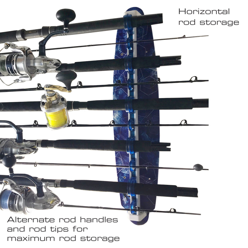 Load image into Gallery viewer, Reel Salty Waterproof Offshore &amp; Inshore Fishing Rod Holder for 10 Saltwater Rods – Wall-Mounted Fishing Pole Storage Rack for Garage Organization, Fishing Gear &amp; Accessories

