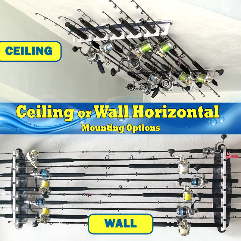 Load image into Gallery viewer, Reel Salty 11 - Rod Rack Offshore &amp; Inshore Saltwater Rods – Wall-Mounted Garage Storage Rack
