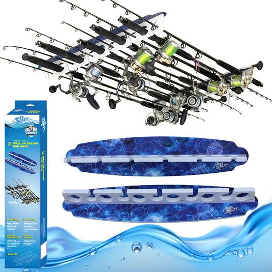 Reel Salty 11 Fishing Rod Holder Rack for Wall or Ceiling – Deep Blue