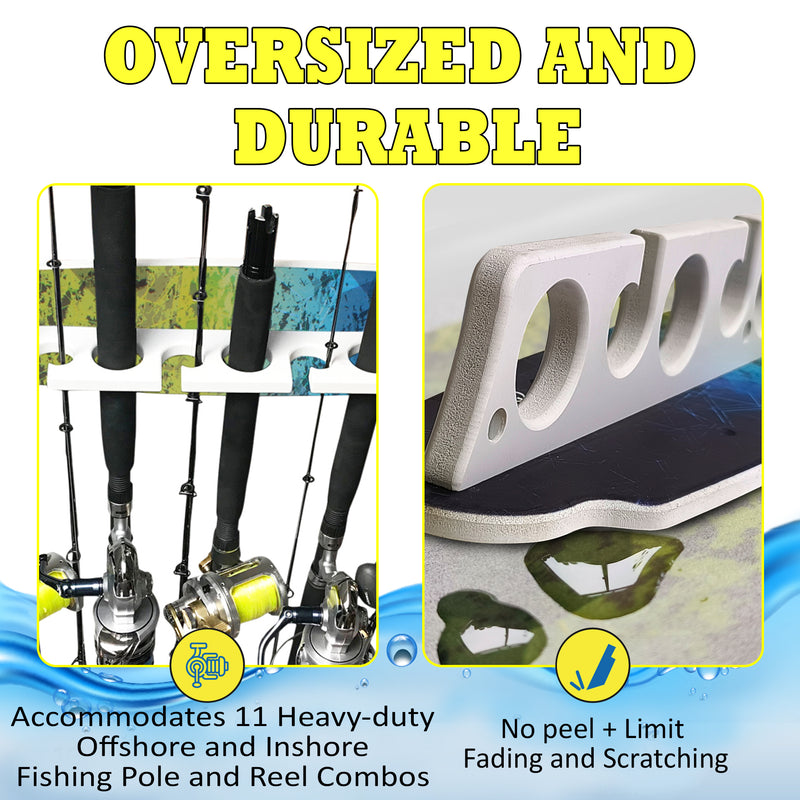 Load image into Gallery viewer, Reel Salty 11 Rod Waterproof Offshore &amp; Inshore Fishing Rod Holder Wall-Mounted Garage Storage Rack for Rods, Mahi
