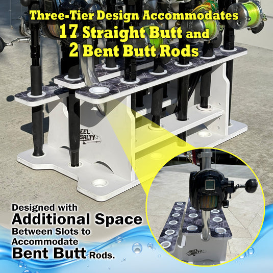 Reel Salty 19-Rod Fishing Rod Rack – Waterproof Saltwater Rod Holder for Garage & Dock Storage