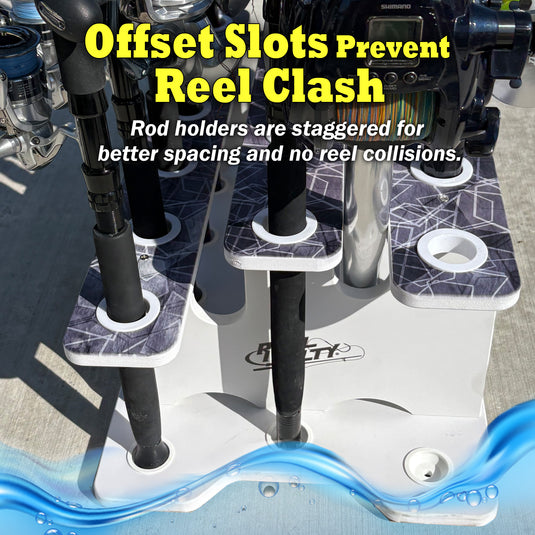 Reel Salty 19-Rod Fishing Rod Rack – Waterproof Saltwater Rod Holder for Garage & Dock Storage