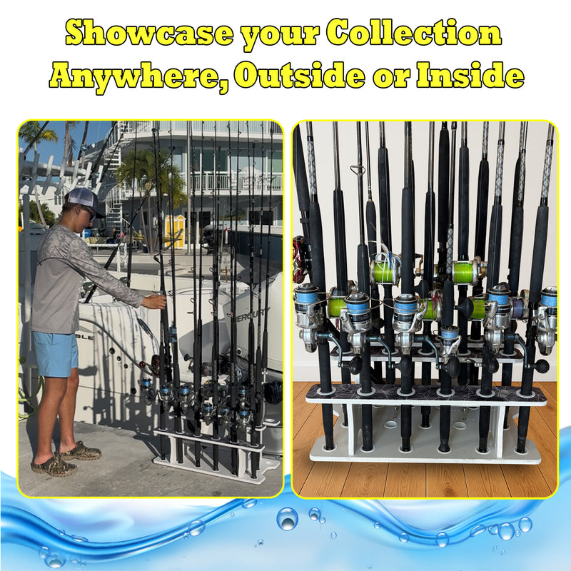 Load image into Gallery viewer, Reel Salty 19-Rod Fishing Rod Rack – Waterproof Saltwater Rod Holder for Garage &amp; Dock Storage
