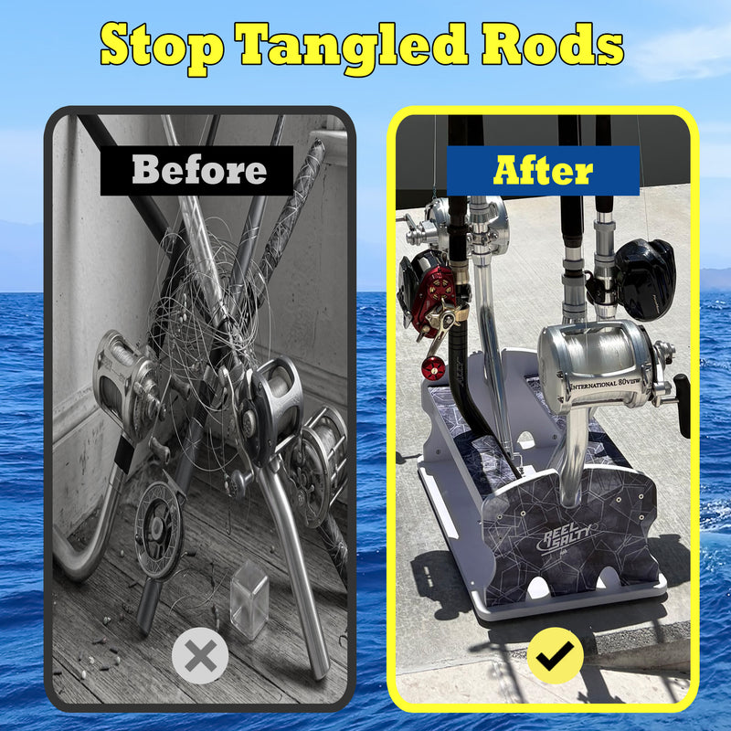 Load image into Gallery viewer, Reel Salty 4- Bent Butt Fishing Rod Holder Rack – Offshore &amp; Inshore Boat Rod Storage Organizer
