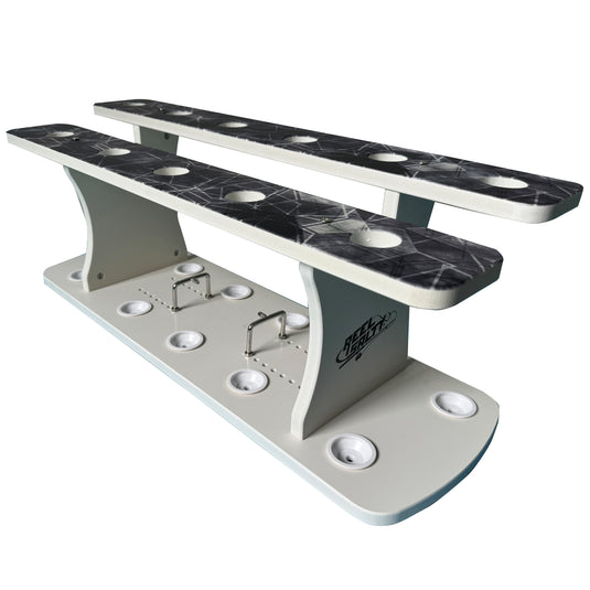 Reel Salty 13 Rod 2-Tier Fishing Rod Floor Rack – Heavy-Duty Organizer for Rods & Gear | Space-Saving Fishing Pole Holder