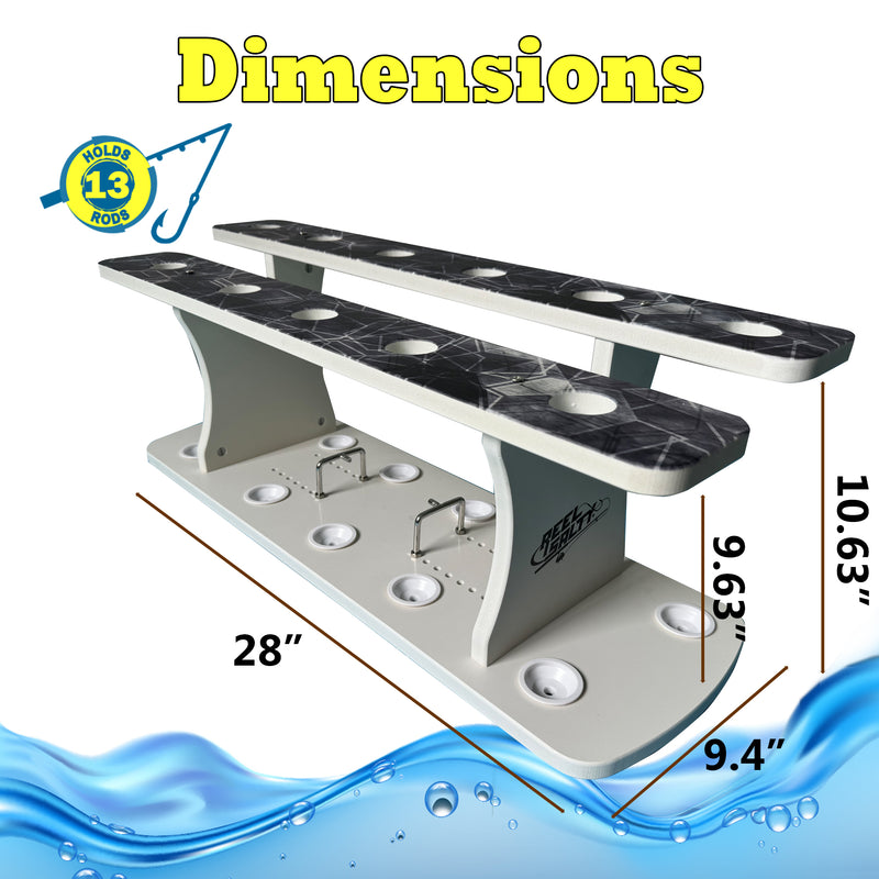 Load image into Gallery viewer, Reel Salty 13 Rod 2-Tier Fishing Rod Floor Rack – Heavy-Duty Organizer for Rods &amp; Gear | Space-Saving Fishing Pole Holder
